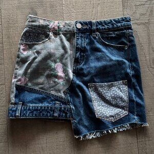 BDG Women's Denim Floral Patch Mini Skirt